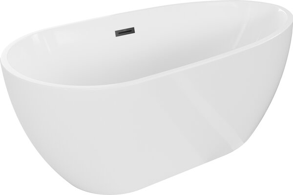 Mexen Eos vasca da bagno indipendente 150 x 75 cm, bianca, troppopieno nero - 52471507500-70