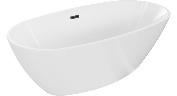 Mexen Eris vasca da bagno indipendente 180 x 80 cm, bianca, troppopieno nero - 53441808000-70