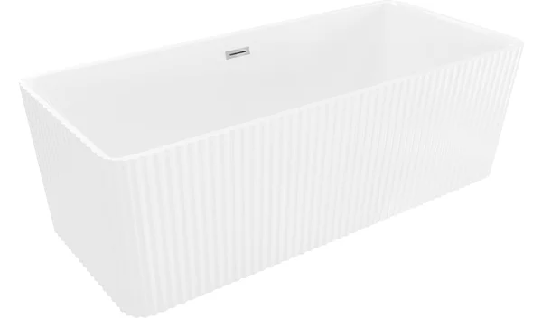 Mexen Nila vasca da bagno autoportante scanalata 170 x 75 cm, bianca, troppopieno cromato - 52841708000-01