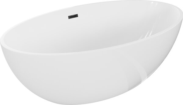Mexen Nike vasca da bagno freestanding 175 x 100 cm, bianca, troppopieno nero - 54071751000-70