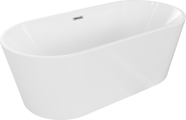 Mexen Luna vasca da bagno indipendente 140 x 75 cm, bianca, troppopieno cromato - 52031407500-01