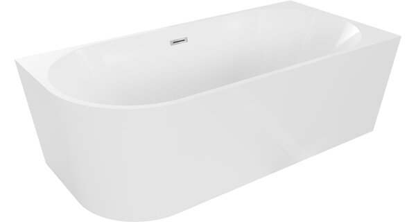 Mexen Mia vasca da bagno indipendente angolare destra 140 x 75 cm, bianca, troppopieno cromato - 52691407500P-01