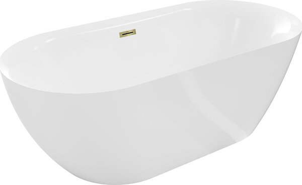 Mexen Roxy vasca freestanding 170 x 80 cm, bianca, troppopieno dorato - 51201708000-50