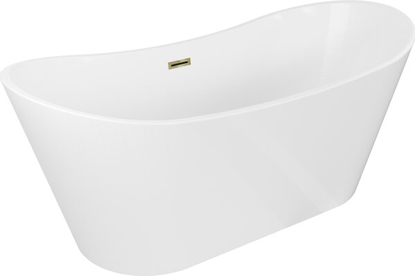 Mexen Montana vasca da bagno autonoma 150 x 75 cm, bianca, troppo pieno dorato - 52011507500-50