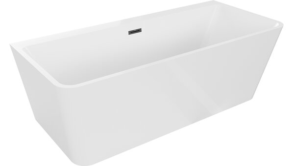Mexen Volta vasca da bagno freestanding a muro 150 x 75 cm, bianca, troppo pieno nero - 51131507500-70