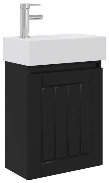 Mobile bagno con rubinetto Nero 45,5 x 25,5 x 84 cm