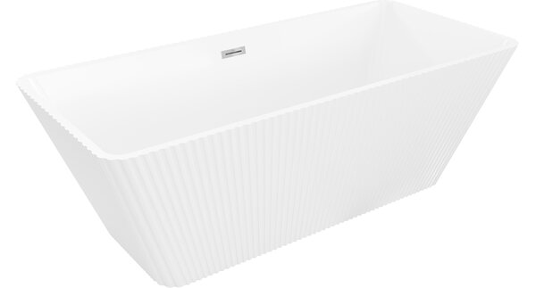 Mexen Tava vasca da bagno freestanding rigata 170 x 75 cm, bianca, troppo pieno cromato - 52851707500-01