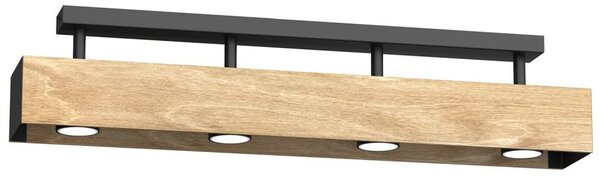 Lampada a sospensione Maison in legno chiaro e nero opaco, 4xGU10x8W, legno, dimensioni: 15x76x8 cm, IP20, Luminex