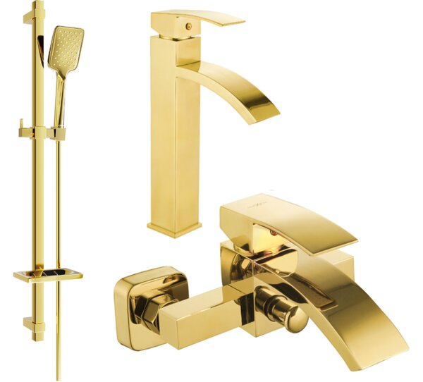 Mexen Libra DQ62 set vasca da bagno, dorato - 745113DQ62-50