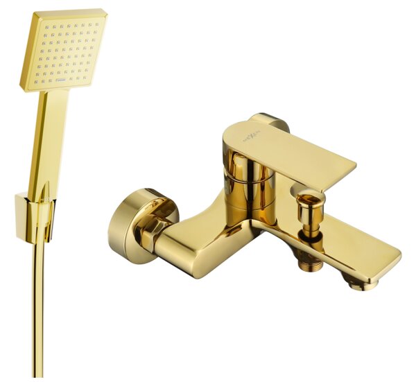 Mexen Royo R45 rubinetto da bagno con set doccia, oro - 7223R45-50