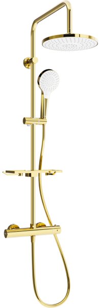Mexen KT05 set doccia da parete con soffione e miscelatore termostatico, oro/bianco - 771500593-50