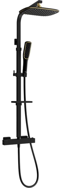 Mexen CQ49 set doccia esterno con soffione e miscelatore termostatico, nero/oro - 772504995-75