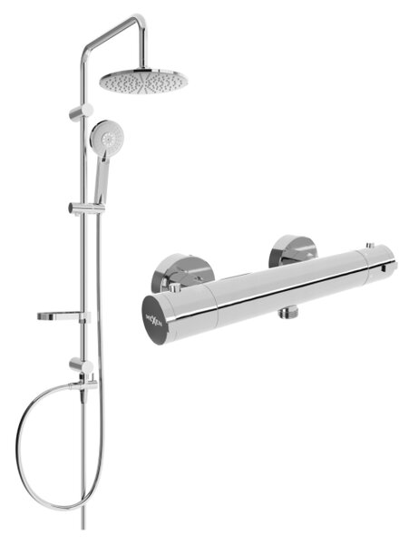 Mexen Carl set doccia esterno con soffione e miscelatore termostatico Kai, cromo - 77100240-00