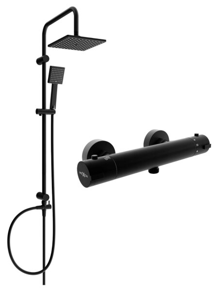 Mexen Kai Tord set doccia esterno con soffione e rubinetto termostatico per doccia, nero - 77100200-70