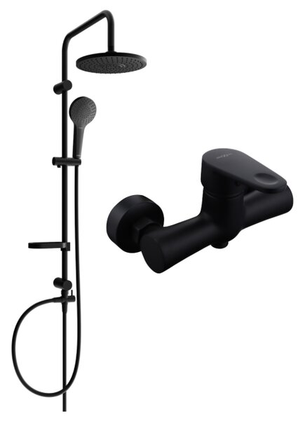 Mexen Erik set doccia esterno con soffione doccia e miscelatore doccia Kama, nero - 72540205-70