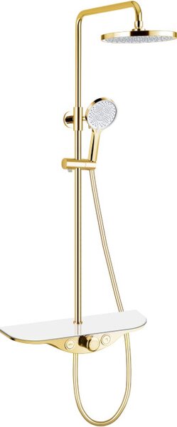 Mexen Exxo set doccia esterno con soffione e miscelatore, oro/bianco - 78113-25
