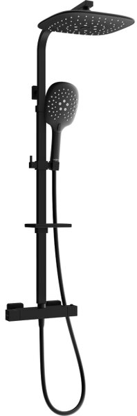 Mexen CQ22 set doccia esterno con soffione e miscelatore termostatico, nero - 772502295-70