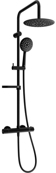Mexen KX67 set doccia a parete con soffione e rubinetto termostatico, nero - 771506791-70