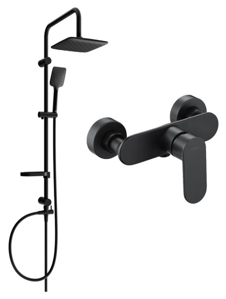 Mexen Sven set doccia esterno con soffione e miscelatore doccia Milo, nero - 71340262-70