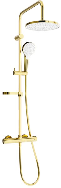 Mexen KX05 set doccia esterno con soffione e miscelatore termostatico, oro/bianco - 771500591-50