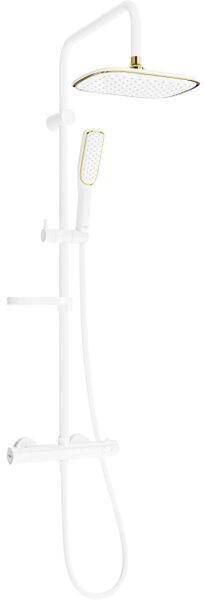 Mexen KX49 set doccia esterno con soffione e rubinetto termostatico, bianco/oro - 771504091-25