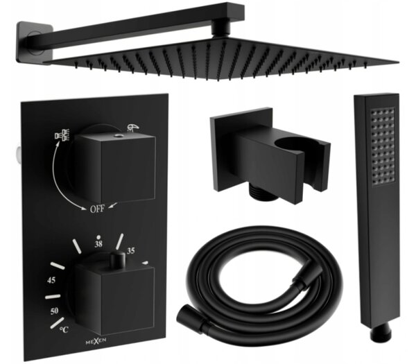 Mexen Cube DR02 set doccia incasso con soffione 30 cm, nero - 77502DR0230-70