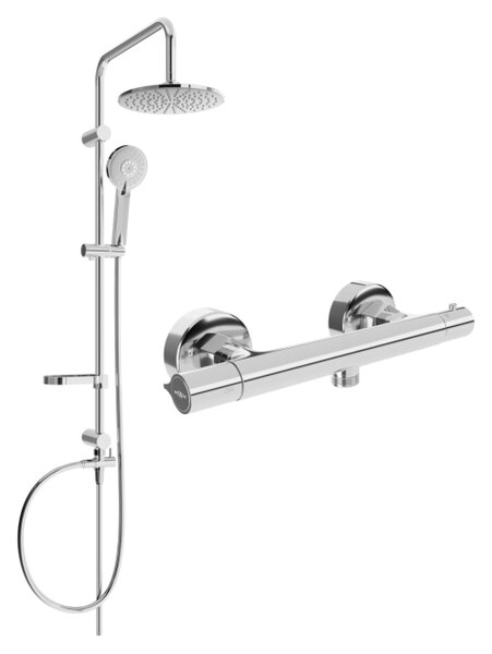 Mexen Carl set doccia esterno con soffione e rubinetto termostatico Slim, cromo - 77105240-00