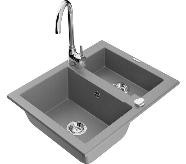 Mexen Carlos lavello in granito 1,5 vasca con miscelatore Telma, grigio - 6518-71-670200-00