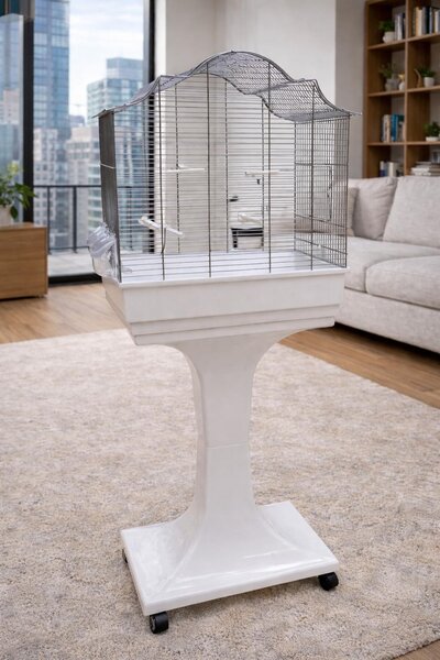 Mega gabbia per uccelli canarini budgie con supporto bianco