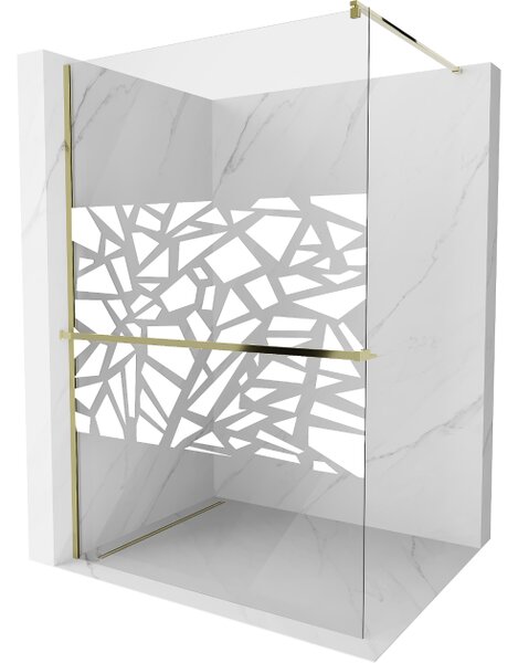 Mexen Kioto+ parete doccia con ripiano Walk-in 90 x 200 cm, motivo bianco, oro - 800-090-121-50-85