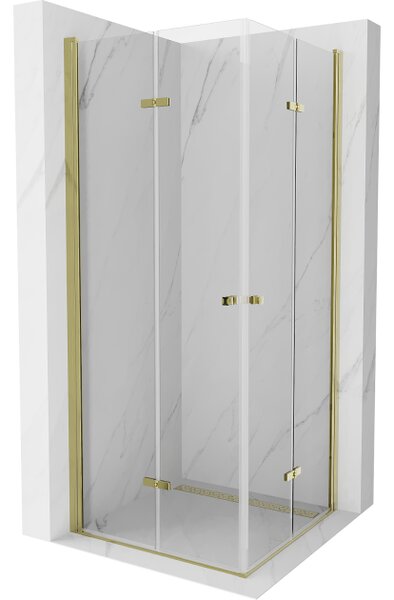 Mexen Lima Duo cabina doccia pieghevole 70 x 70 cm, trasparente, oro - 856-070-070-50-00-02