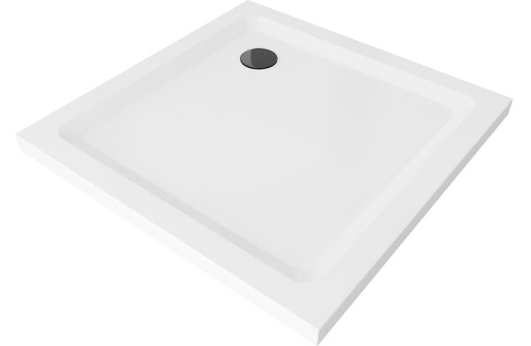 Mexen Flat piatto doccia quadrato slim 70 x 70 cm, bianco, sifone nero - 40107070B