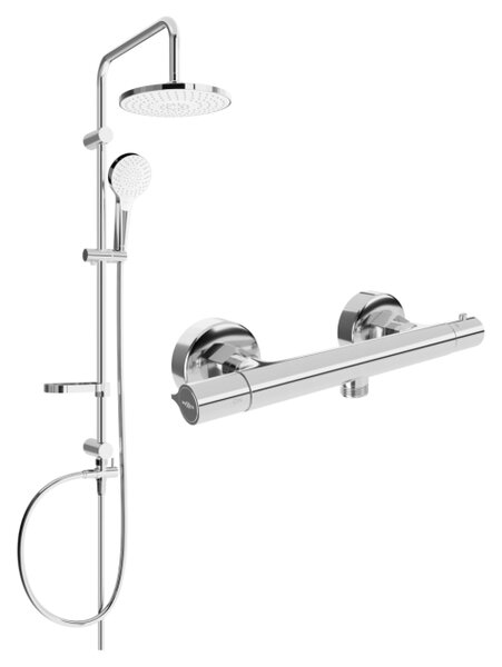 Mexen Erik set doccia esterno con soffione e miscelatore termostatico Slim, cromo - 77105205-00