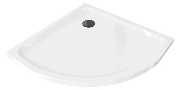 Mexen Flat piatto doccia semicircolare slim 80 x 80 cm, bianco, sifone nero - 41108080B