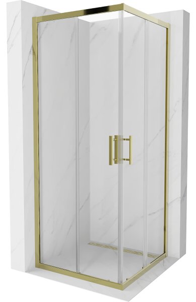 Mexen Rio cabina doccia quadrata 80 x 80 cm, trasparente, oro - 860-080-080-50-00