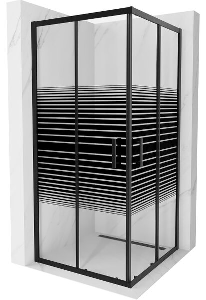 Mexen Rio cabina doccia quadrata 90 x 90 cm, bande nere, nero - 860-090-090-70-20