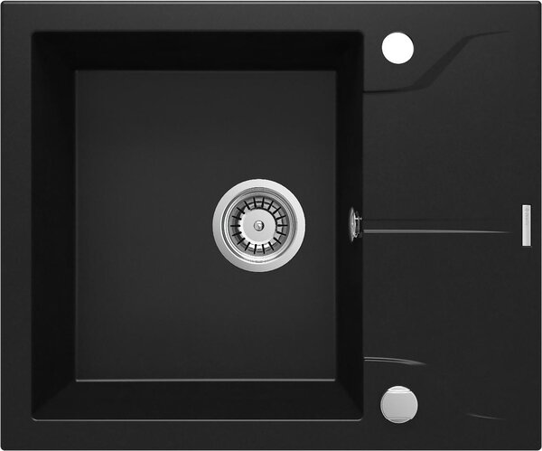 Deante | Lavello in granito a 1 scomparto con sgocciolatoio - Nero - Resistente agli urti ed elegante - Ideale per piccole cucine
