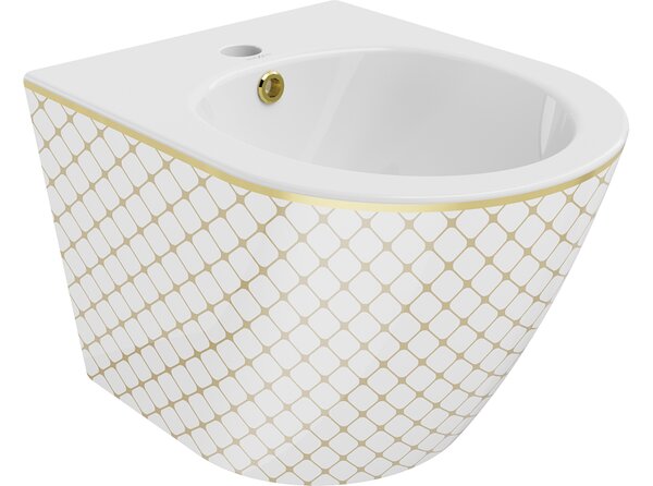 Mexen Lena bidet sospeso, bianco/oro motivo a scacchi - 35224809