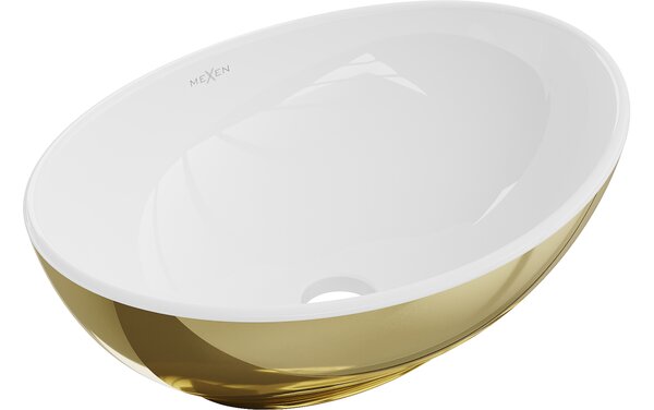 Mexen Elza lavabo da appoggio 40 x 33 cm, bianco/oro - 21014006