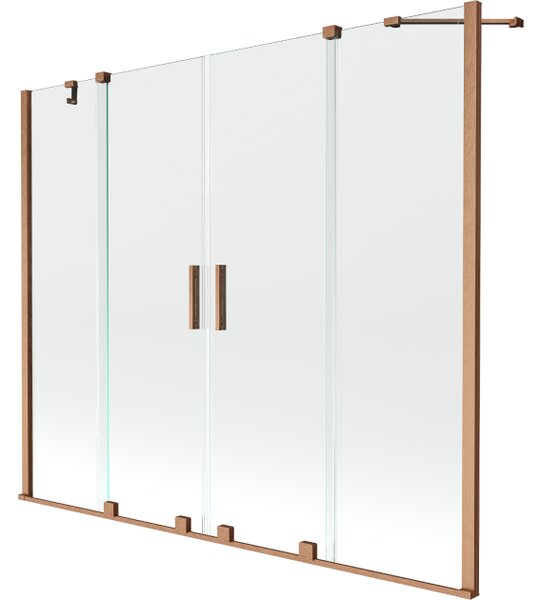 Mexen Velar Duo paratia vasca da bagno scorrevole a 2 ante 200 x 150 cm, trasparente, rame spazzolato - 896-200-000-02-65