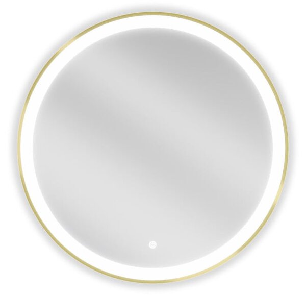 Mexen Esso specchio da bagno illuminato, rotondo 70 cm, LED 6000K, antinebbia, cornice dorata - 9825-070-070-611-50