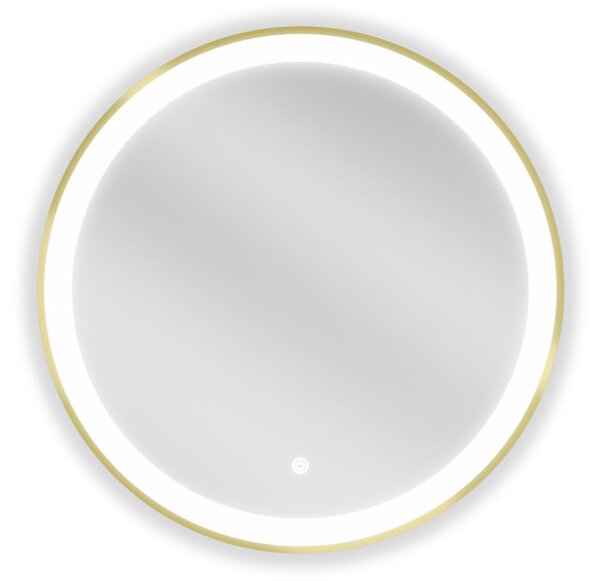 Mexen Esso specchio da bagno illuminato, rotondo 60 cm, LED 6000K, antiappannamento, cornice dorata - 9825-060-060-611-50