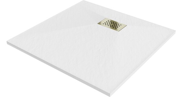 Mexen Hugo piatto doccia quadrato SMC 80 x 80 cm, bianco, copertura dorata - 42108080-G