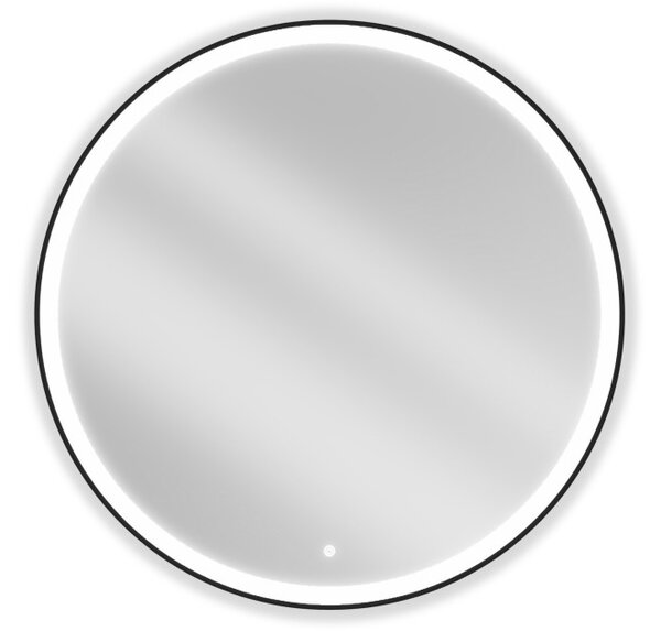 Mexen Esso specchio da bagno illuminato, rotondo 100 cm, LED 6000K, antiappannamento, cornice nera - 9825-100-100-611-70