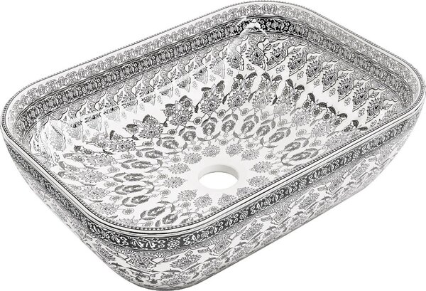 Mexen Rita lavabo da appoggio 45 x 32 cm, bianco/motivo nero - 21084586