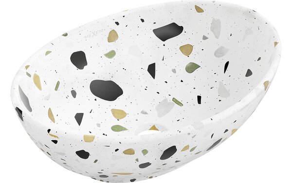 Mexen Elza lavabo da appoggio 40 x 33 cm, pietra bianca terrazzo - 21014083