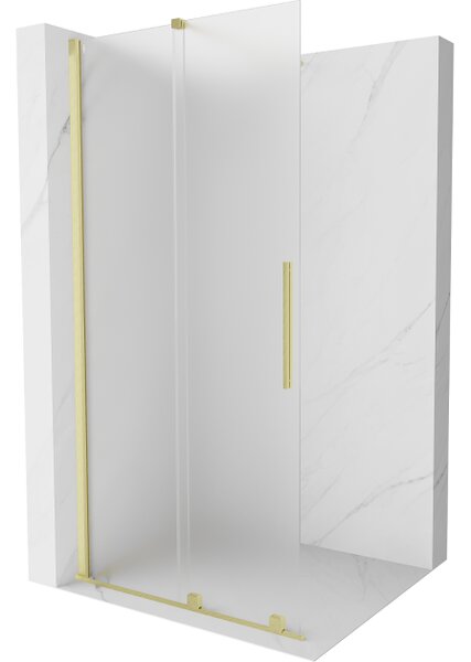 Mexen Velar parete doccia scorrevole Walk-in 80 x 200 cm, satinato 8 mm, oro spazzolato - 871-080-000-33-55