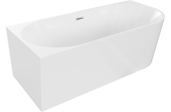 Mexen Mia vasca da bagno freestanding angolare sinistra 140 x 75 cm, bianca, troppo pieno cromato - 52691407500L-01