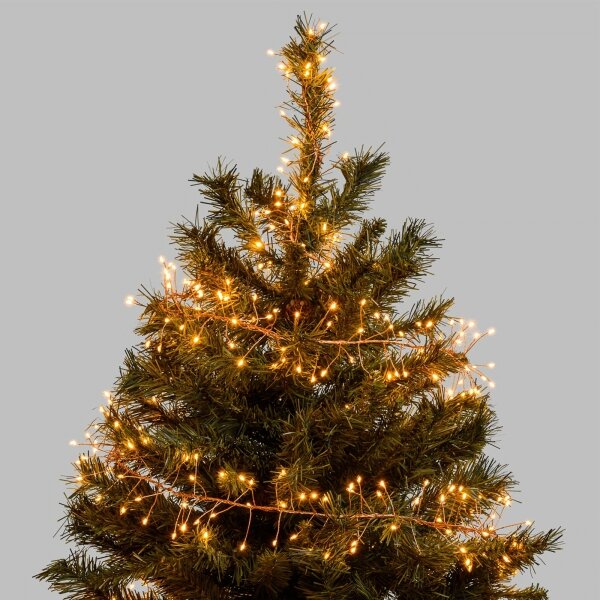Aigostar - Catena luminosa natalizia LED da esterno 300 LED/8 funzioni 3xAA 9,3m IP44 bianco caldo