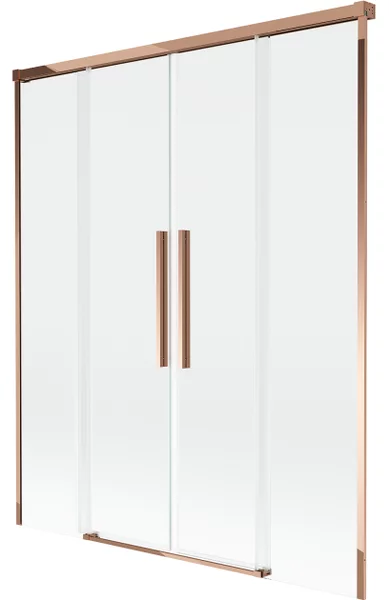 Mexen Rox paratia vasca da bagno a 2 ante scorrevole 160 x 150 cm, trasparente, oro rosa - 8C9-160-002-60-00